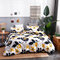 Simple Printed Three-Piece Washable Comfortable Breathable Polyester Pillow Case Quilt Cover - Yellow