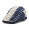 Mens Pure Cotton Patchwork Colors Beret Caps Casual Adjustable Visor Forward Hats - Navy