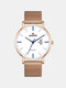6 Colors Stainless Steel Men Casual Business Watch Decorative Calendar Pointer Quartz Watches - White Dial Rose Gold Band