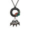 Women's Retro Necklace Leather Ethnic Agate Flower Ceramic Tassel Necklace - Black