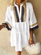 Flare Sleeve Loose Ethnic Casual Tassels Mini Pullover Dress - White