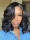 Women's Polarized Medium Long Curly Hair Fiber Headgear Wigs High-temperature Wire Wig - Black