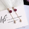 Sweet Ear Drop Earrings Rose Pearls Tessals Chain Pendant Dangle Elegant Jewelry for Women - Purple
