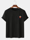 Mens 100% Cotton Strawberry Printed Round Neck Casual Short Sleeve T-shirts - Black