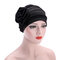 Women's Hats Side Large Flower Turban Beanies Cap Casual Warm Head Wrap Chemo Hats For Women - Black