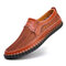 Men Mesh Breathable Non Slip Hand Stitching Casual Slip On Shoes - Red