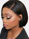 Natural Black Short Straight Hair Breathable High Temperature Fiber Bob Head Wig - Black