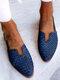 حذاء مسطح LOSTISY Plus مقاس غير رسمي بعروق مضفرة مشبك بحزام خلفي للنساء - أزرق