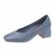 Women Casual Solid Color Wearable Square Toe Chunky Heel Shoes - Blue
