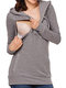 Maternity Casual Hooded Long-sleeved Nursing Sweater  - Gray