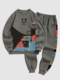 Mens Smile Ethnic Tribal Pattern Patchwork Sweatshirt Two Pieces Outfits Winter - Gray