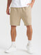Hombres Geométrico Patrón Texturizado Preppy Mid longitud Pantalones cortos con cordón - Albaricoque