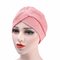 Gorro de quimioterapia tipo turbante para mujer, gorro flexible con giro floral de campo - Rosado