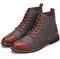 Large Size Men Cap Toe Color Blokcing Lace Up Casual Work Boots - Grey
