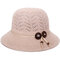Womens Hollow Solid Bucket Cap Wild Breathable Outdoor Travel Sun Straw Hat - Pink