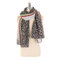 Women Leopard Pattern Pleated Striped Cotton And Linen Scarf Outdoor Casual Windproof Warm Scarf - Gray