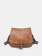 Women Vintage Faux Leather Tassel Rivet Crossbody Bag Shoulder Bag - Brown