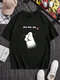 Camisetas de manga corta con estampado de garras y dibujos animados para hombre Gato Cuello - Negro
