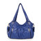 Women Casual Shoulder Bag Solid Multi-pockets Crossbody Bag  - Blue