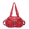 Women Multi-Pocket Casual Crossbody Bag Soild Shoulder Bag  - Red