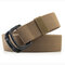 Mens Weave Canvas Web Elasticity Belt Outdoor Slider Buckle Durable Adjustable Ring Belt - Khaki