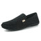 Men Fabric Metal Decoration Slip On Casual Driving Shoes - Black
