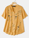 Cartoon Graffiti Print Short Sleeve Plus Size Irregular Shirt - Yellow