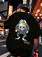 Mens Japanese Frog Back Print Crew Neck Short Sleeve T-Shirts - Black
