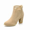 Women Large Size  High Heel Thick  Ankle  Boots  - Khaki