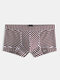 Men Striped Sexy Cotton Boxer Briefs Comfortable Spandex Stretch Patchwork Underwear With Pouch - Coffee