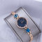 Montre-bracelet à quartz à la mode Lucky Star Pendentif Montre en acier inoxydable Montre à cadran rond en verre - Bleu