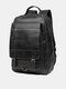 Men Vintage Multifunction Waterproof Rub Color Faux Fur Large Capacity Backpacks Travel Bag - Black