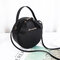 Women PU Leather Round Shape Crossbody Bag Casual Phone Purse - Black