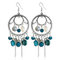 Bohemian Turquoise Tassel Earrings Metal Hollow Irregular Bead Tassel Pendant Earrings - Blue