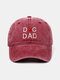 Unisex Washed Distressed Cotton Cartoon Letter Embroidery All-match Outdoor Sunscreen Baseball Cap - Wine Red