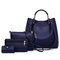 Women Plain Faux Leather Four-piece Set Handbag Shoulder Bag Clutch Bag - Blue