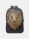 Men Lion Head Print Travel 14 Inch Laptop Bag Backpack - Gold