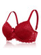 Push Up Lace Lightly Lined Breathable Bras - Red