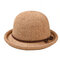 Women Simple Bow Shaped Bucket Hat Wild Elegant Chenille Caps Comfortable Adjustable Hat - Khaki
