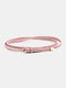 Women 100cm Faux Leather Casual Retro Fashion Woven Alloy Pin Buckle Belts - Pink
