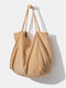 Retro Coduroy Patchwork Large Capacity Tote Handbag - Khaki