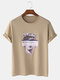 Mens 100% Cotton Michelangelo's David Printed Short Sleeve Graphic T-Shirt - Khaki