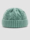 Unisex Knitted Jacquard Solid Color Classic Twist Pattern All-match Warmth Brimless Beanie Landlord Cap Skull Cap - Cyan-blue