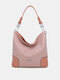 Women Vintage Faux Leather Solid Color Large Capacity Waterproof Handbag Shoulder Bag Tote - #21