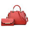 2 PCS Women PU Leather Handbag Leisure Solid Crossbody Bag - Red