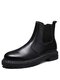 Men Stitching Elastic Band Pure Color Brief Casual Chelsea Boots - Black