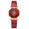 Trendy Diamond Mirror Quartz Watch PU Leather Women Wrist Watch Waterproof Watch - Red