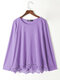 Casual Lace Patchwork Solid Baggy Blouses - Purple