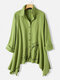 Irregular Cat Embroidered Long Sleebe Shirt For Women - Green