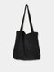 Retro Corduroy Large Capacity Tote Handbag - Black